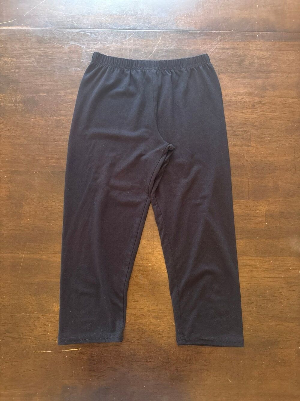 Women's girls black capri leggings basic layering essential high waisted summer